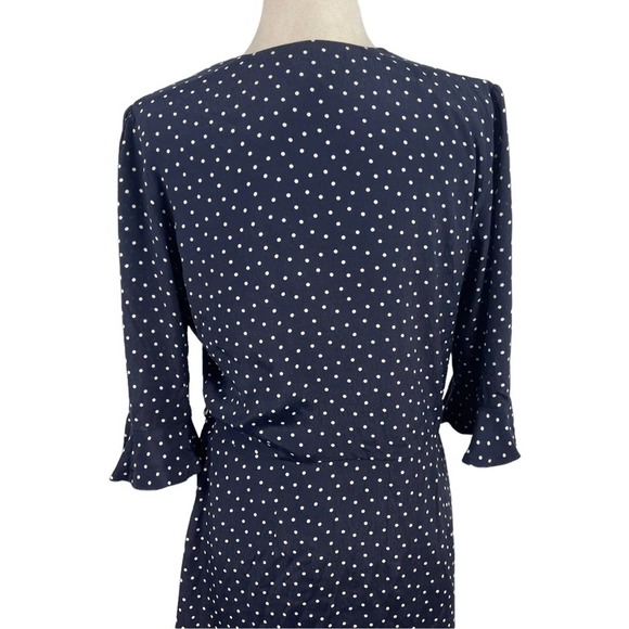 LOFT Polka Dot Wrap Ruffled V-Neck Romper in Navy & White Size 6 Skort Dress - Picture 7 of 16